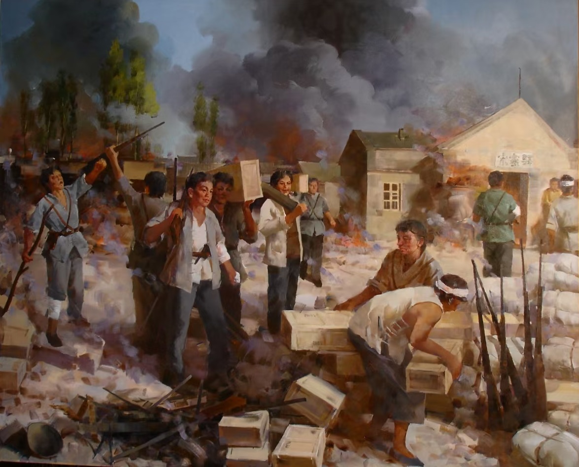 关金国油画《攻占宋家驿》